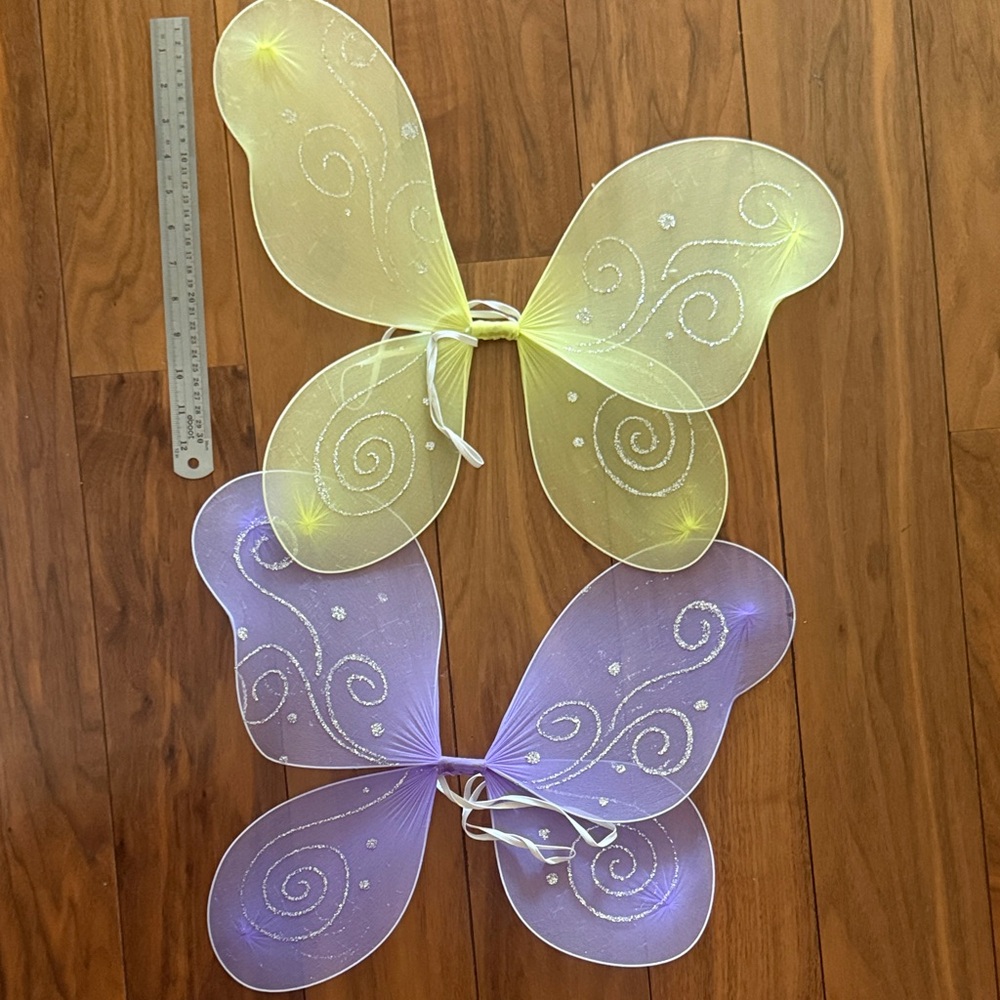 Yellow and Lavender Glitter Fairy Wings Set